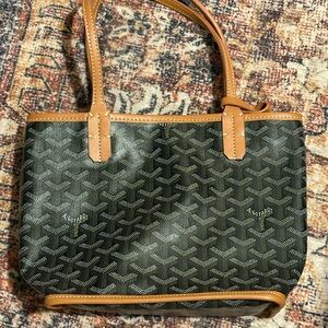 Goyard Black and Tan Chevron Mini Tote